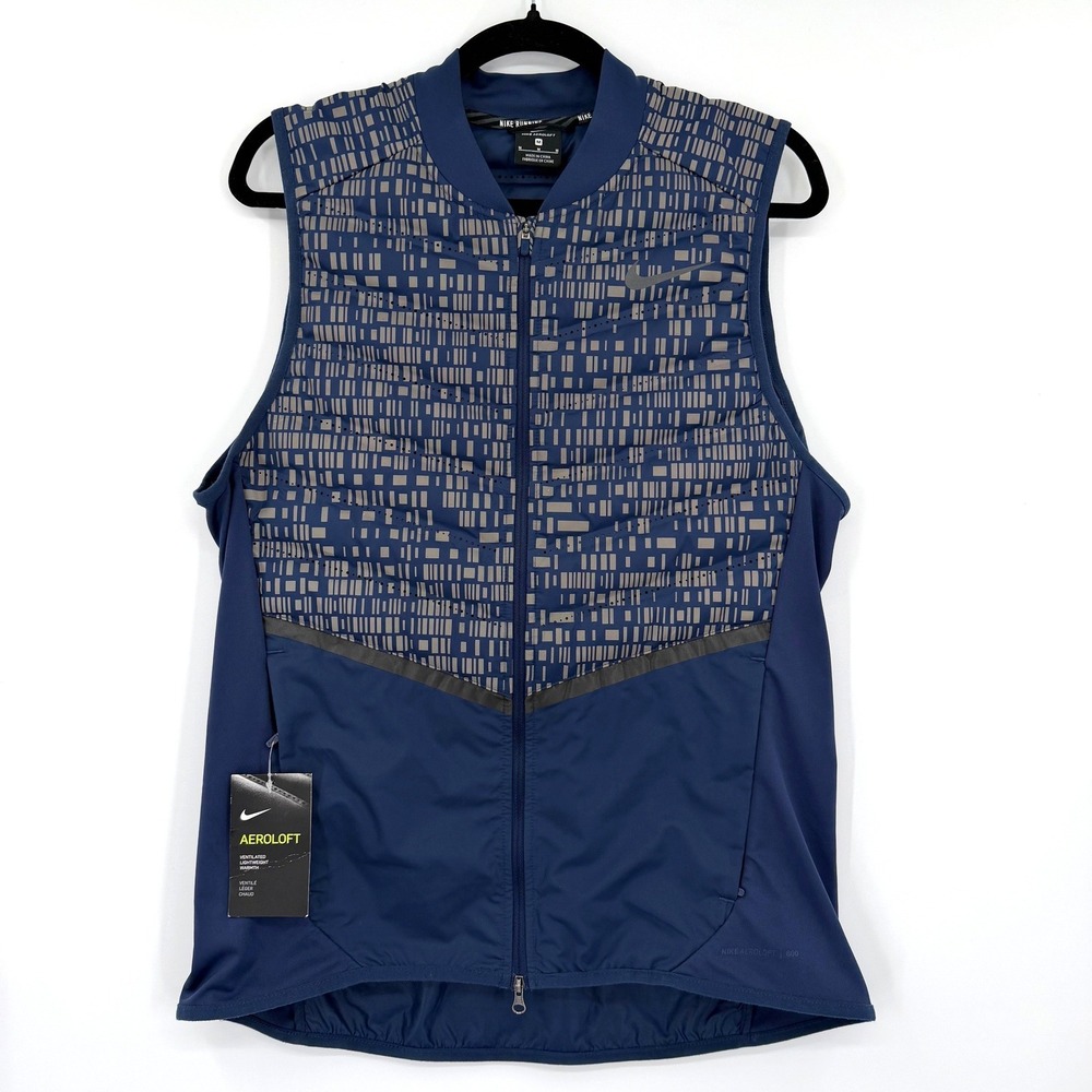 Mens Nike Aeroloft Flash Running Vest Navy Blue Gray Medium NWT